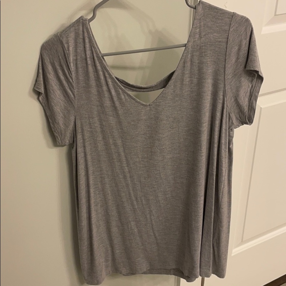 Mercer and Madison, short sleeve gray shirt